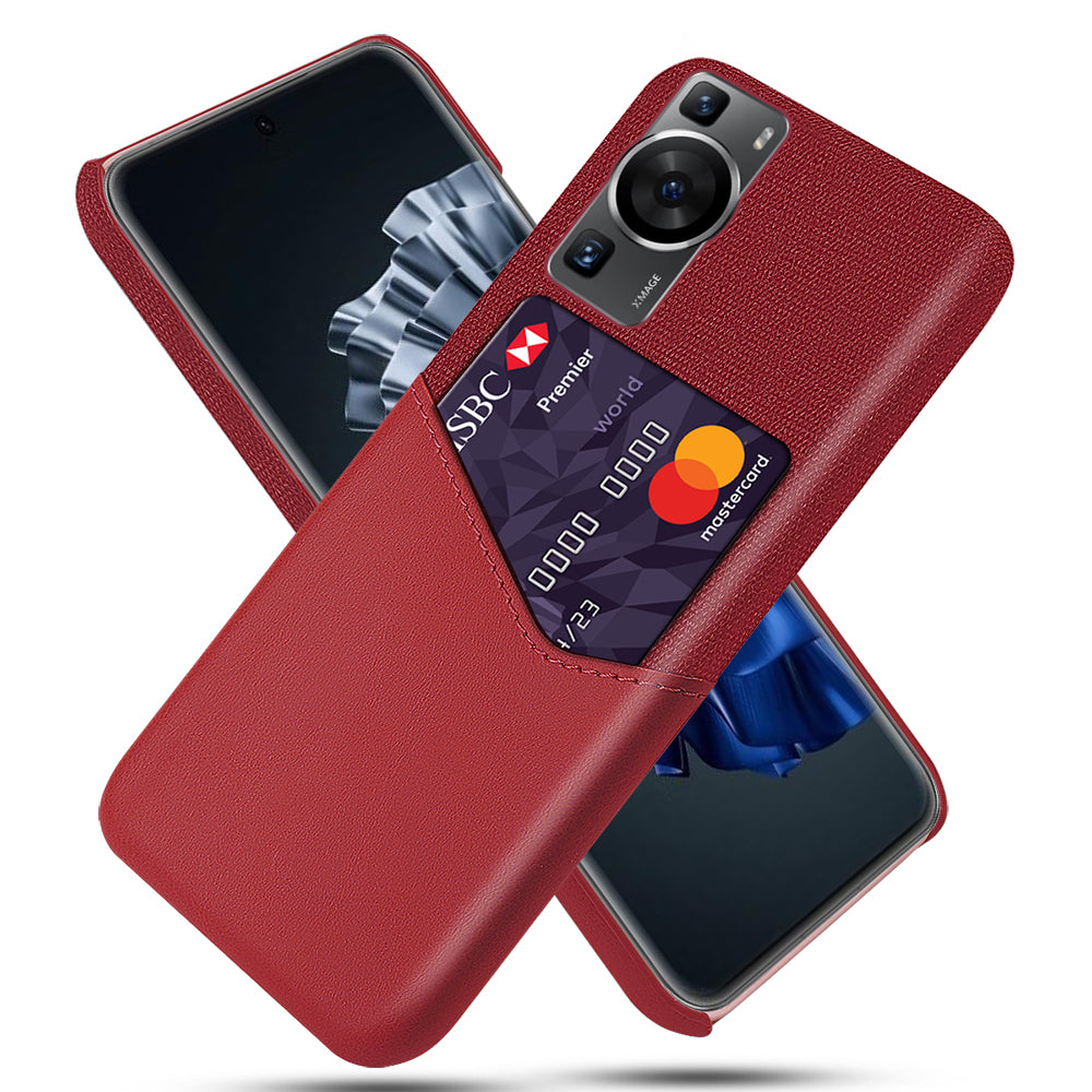 For Huawei P60 / P60 Pro Card Holder Phone Case Cloth Texture Leather Coated PC Cover