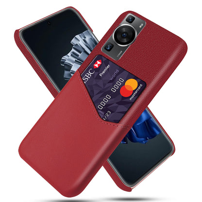 For Huawei P60 / P60 Pro Card Holder Phone Case Cloth Texture Leather Coated PC Cover
