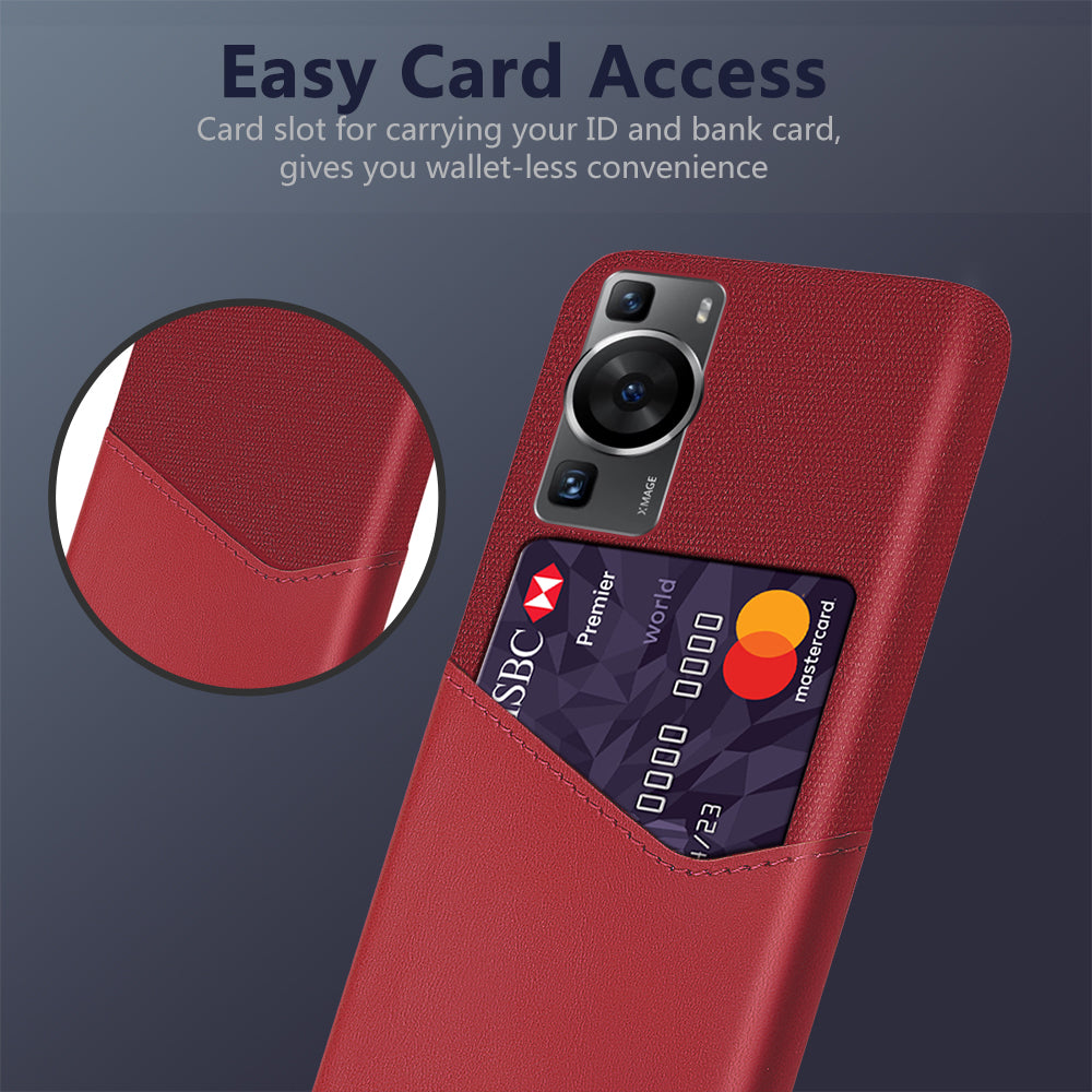 For Huawei P60 / P60 Pro Card Holder Phone Case Cloth Texture Leather Coated PC Cover