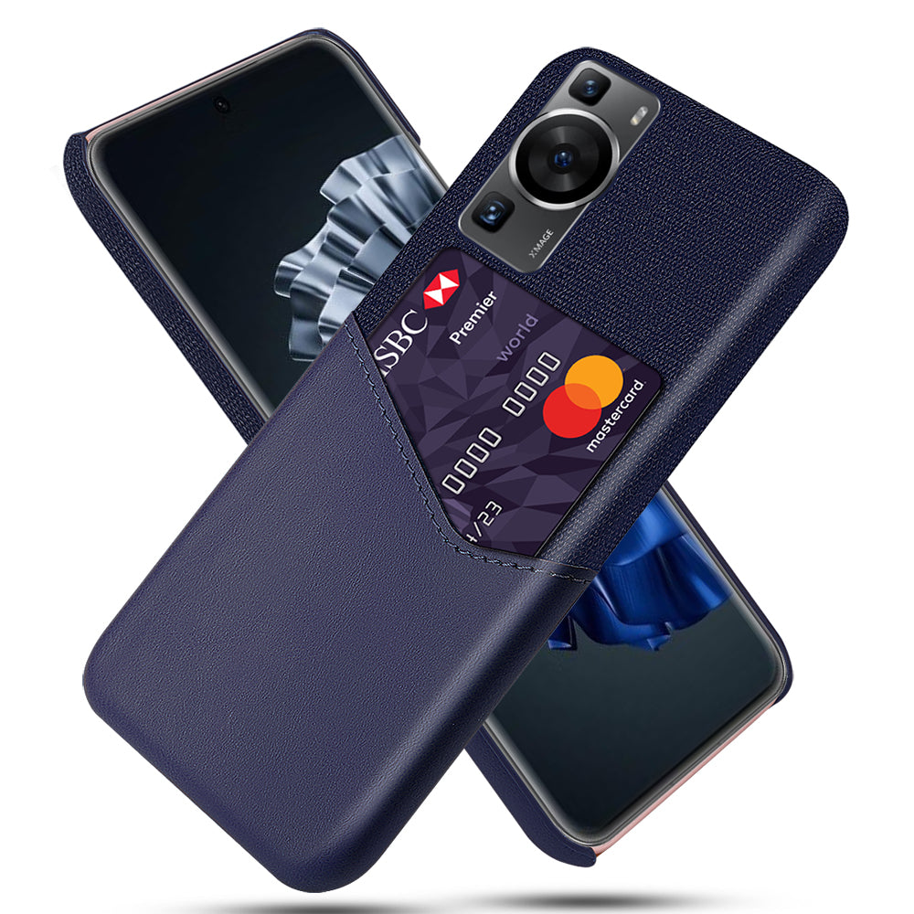 For Huawei P60 / P60 Pro Card Holder Phone Case Cloth Texture Leather Coated PC Cover