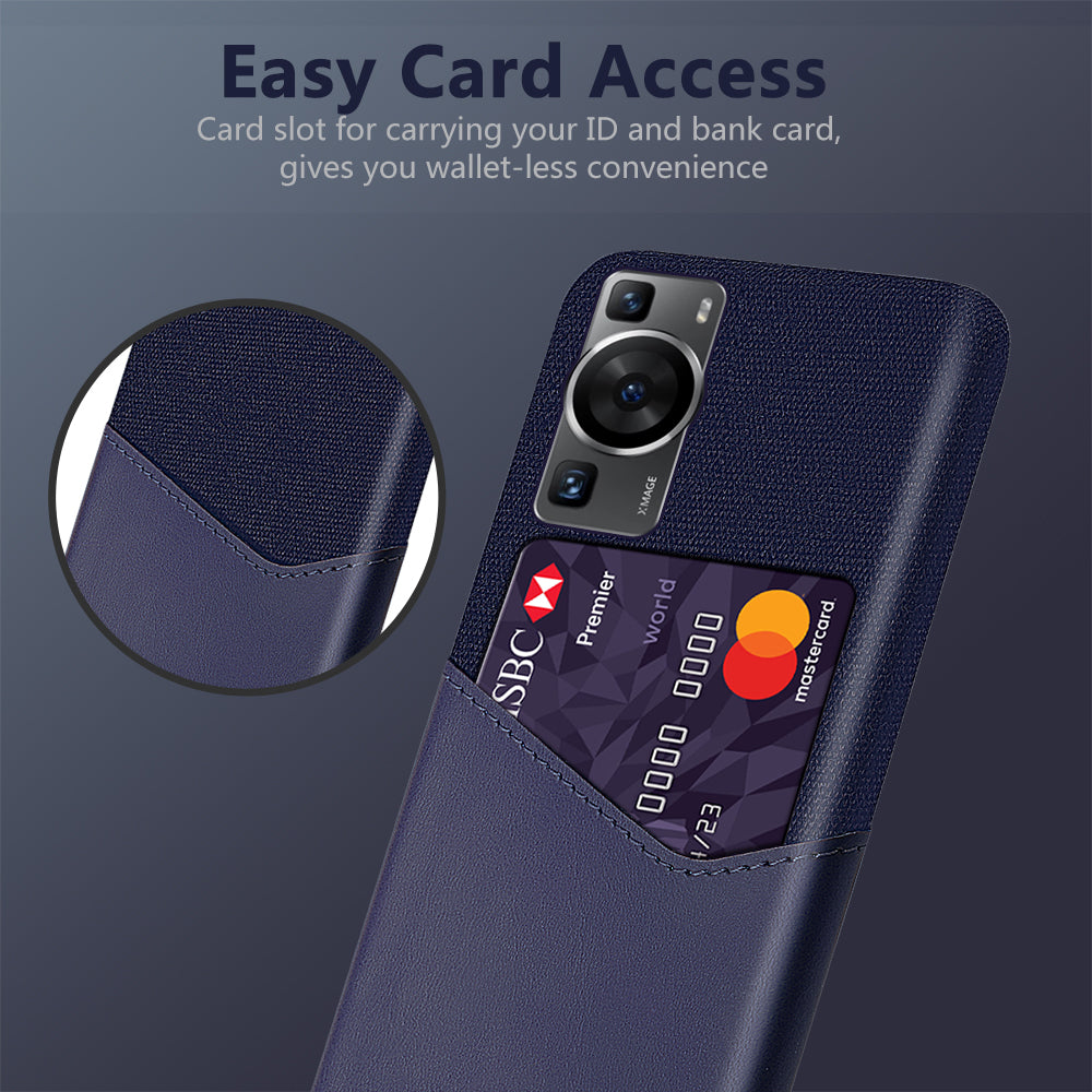 For Huawei P60 / P60 Pro Card Holder Phone Case Cloth Texture Leather Coated PC Cover