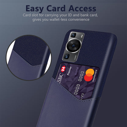 For Huawei P60 / P60 Pro Card Holder Phone Case Cloth Texture Leather Coated PC Cover