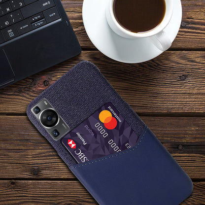 For Huawei P60 / P60 Pro Card Holder Phone Case Cloth Texture Leather Coated PC Cover