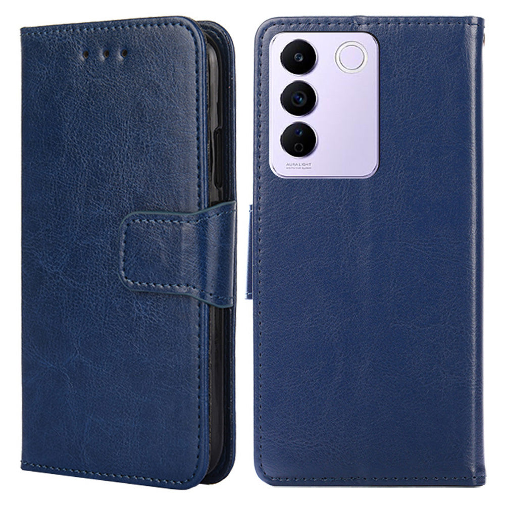 For vivo S16e 5G Textured PU Leather Protective Case Anti-Drop Wallet Phone Stand Shell