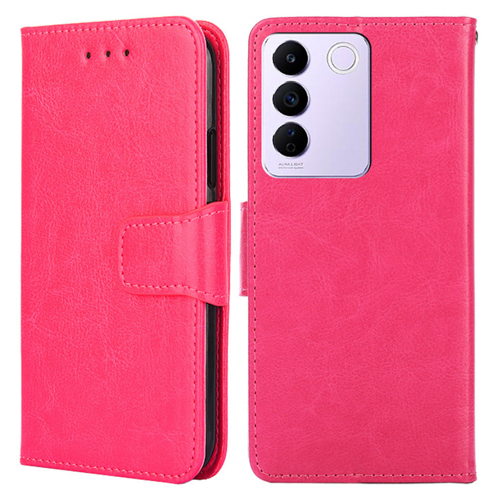 For vivo S16e 5G Textured PU Leather Protective Case Anti-Drop Wallet Phone Stand Shell