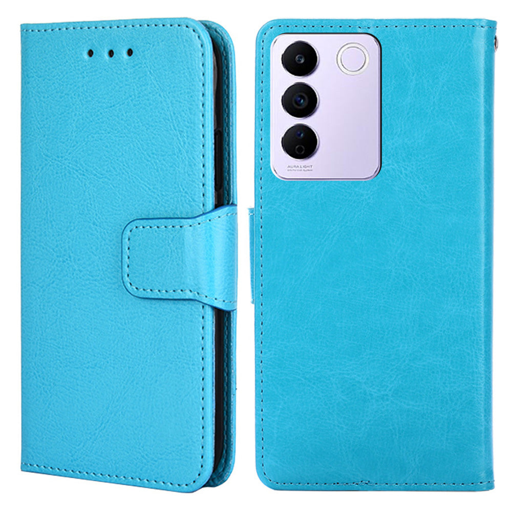 For vivo S16e 5G Textured PU Leather Protective Case Anti-Drop Wallet Phone Stand Shell