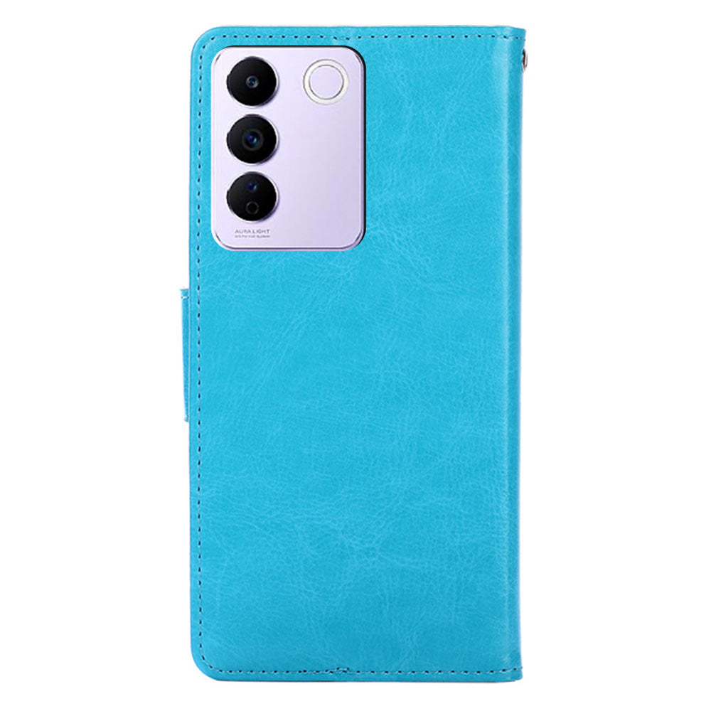 For vivo S16e 5G Textured PU Leather Protective Case Anti-Drop Wallet Phone Stand Shell