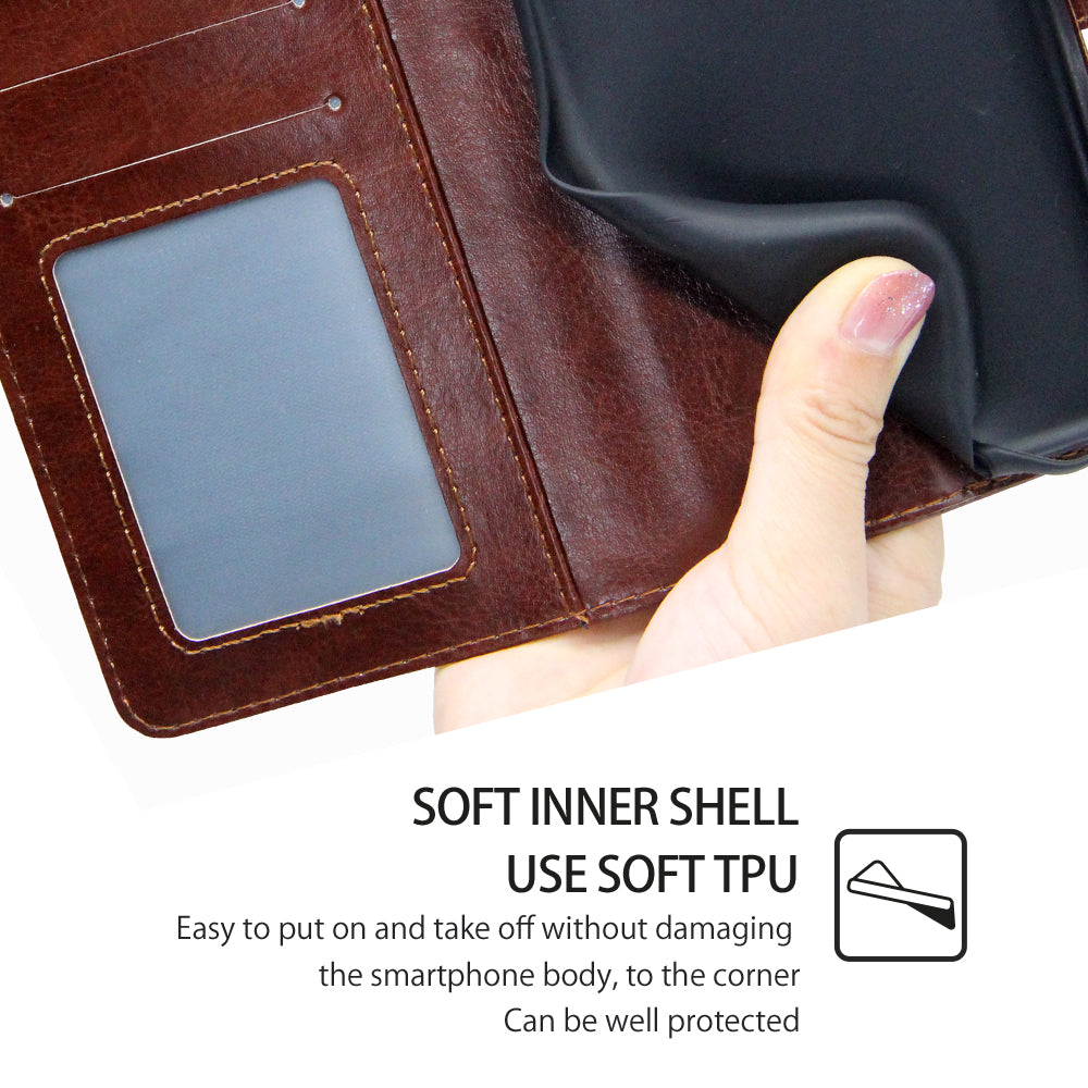 For vivo S16e 5G Textured PU Leather Protective Case Anti-Drop Wallet Phone Stand Shell