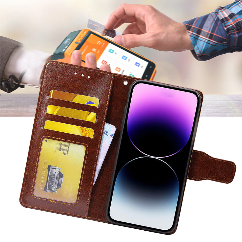 For vivo S16e 5G Textured PU Leather Protective Case Anti-Drop Wallet Phone Stand Shell