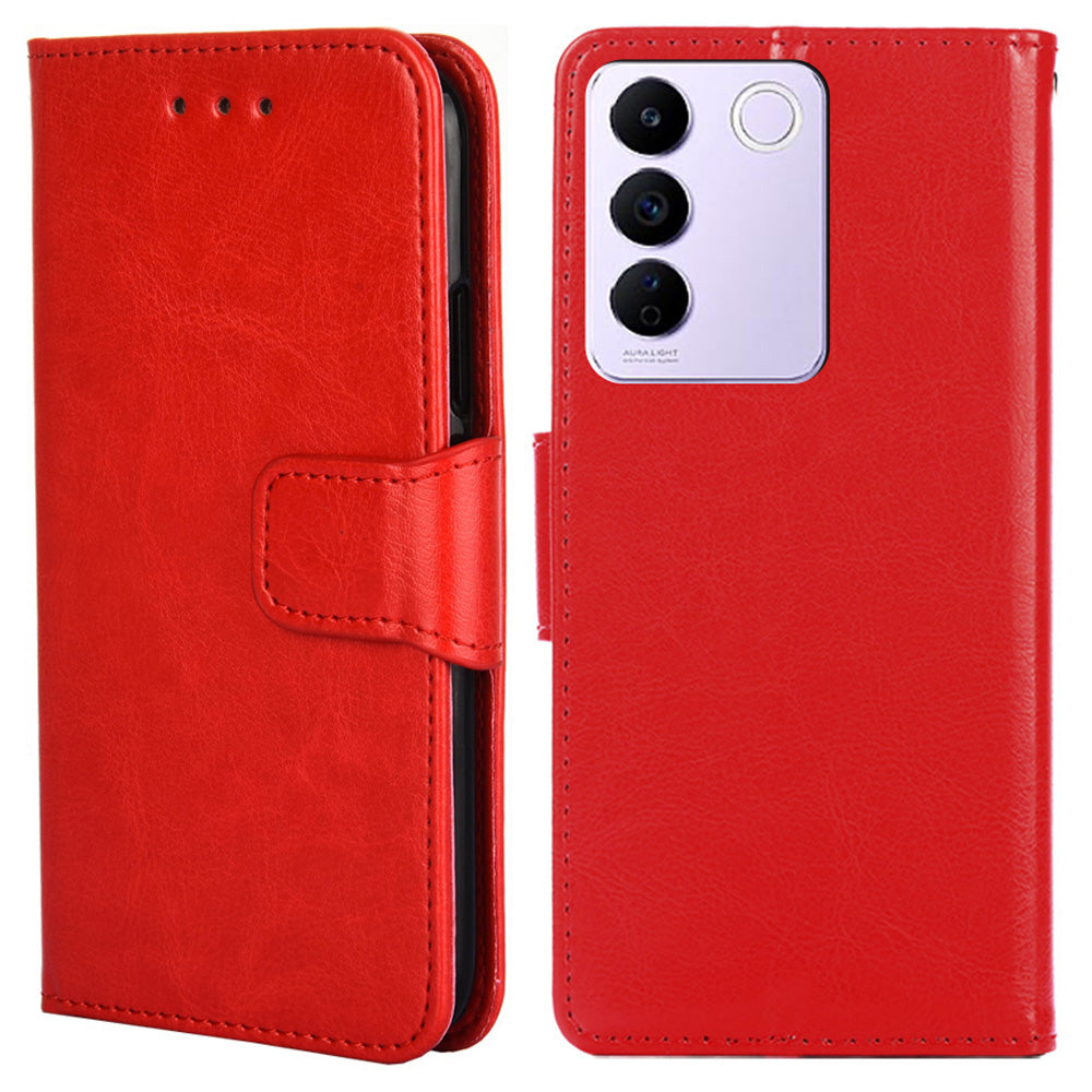 For vivo S16e 5G Textured PU Leather Protective Case Anti-Drop Wallet Phone Stand Shell