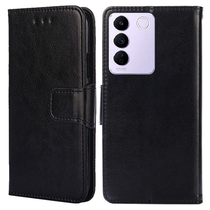 For vivo S16e 5G Textured PU Leather Protective Case Anti-Drop Wallet Phone Stand Shell