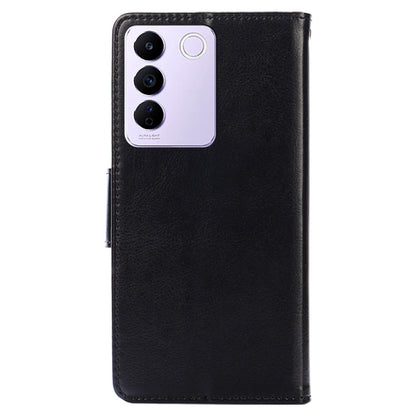 For vivo S16e 5G Textured PU Leather Protective Case Anti-Drop Wallet Phone Stand Shell