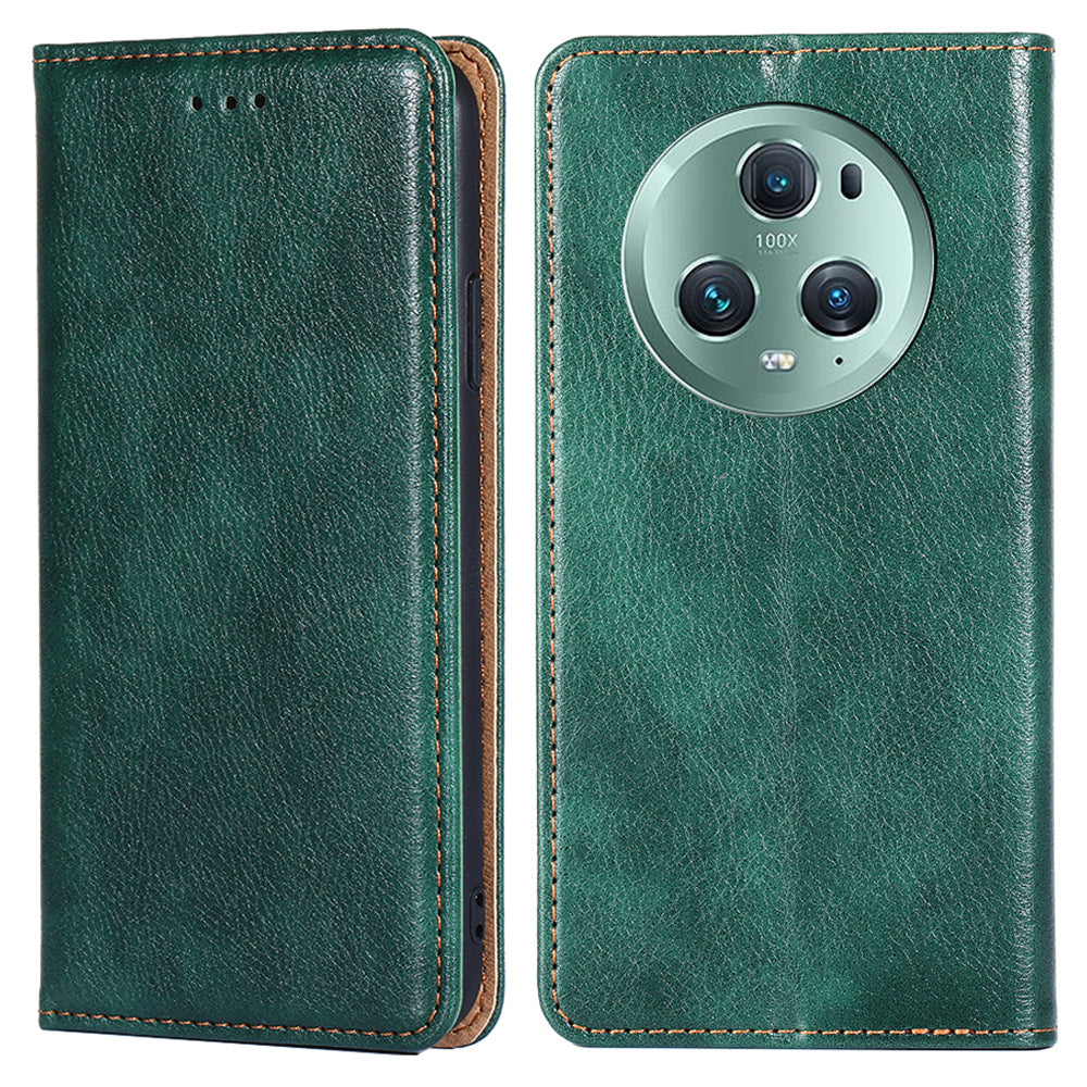For Honor Magic5 Pro Drop Protection Wallet Stand Case Magnetic Closing PU Leather Phone Cover