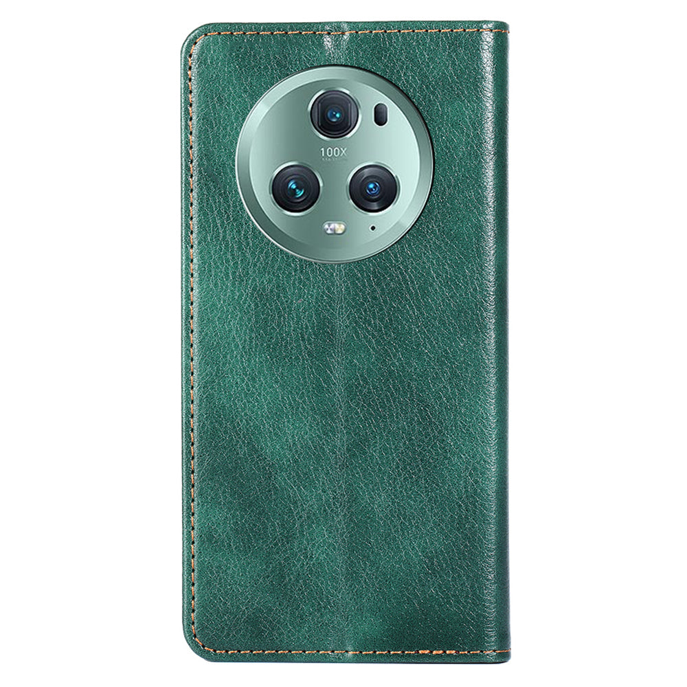 For Honor Magic5 Pro Drop Protection Wallet Stand Case Magnetic Closing PU Leather Phone Cover