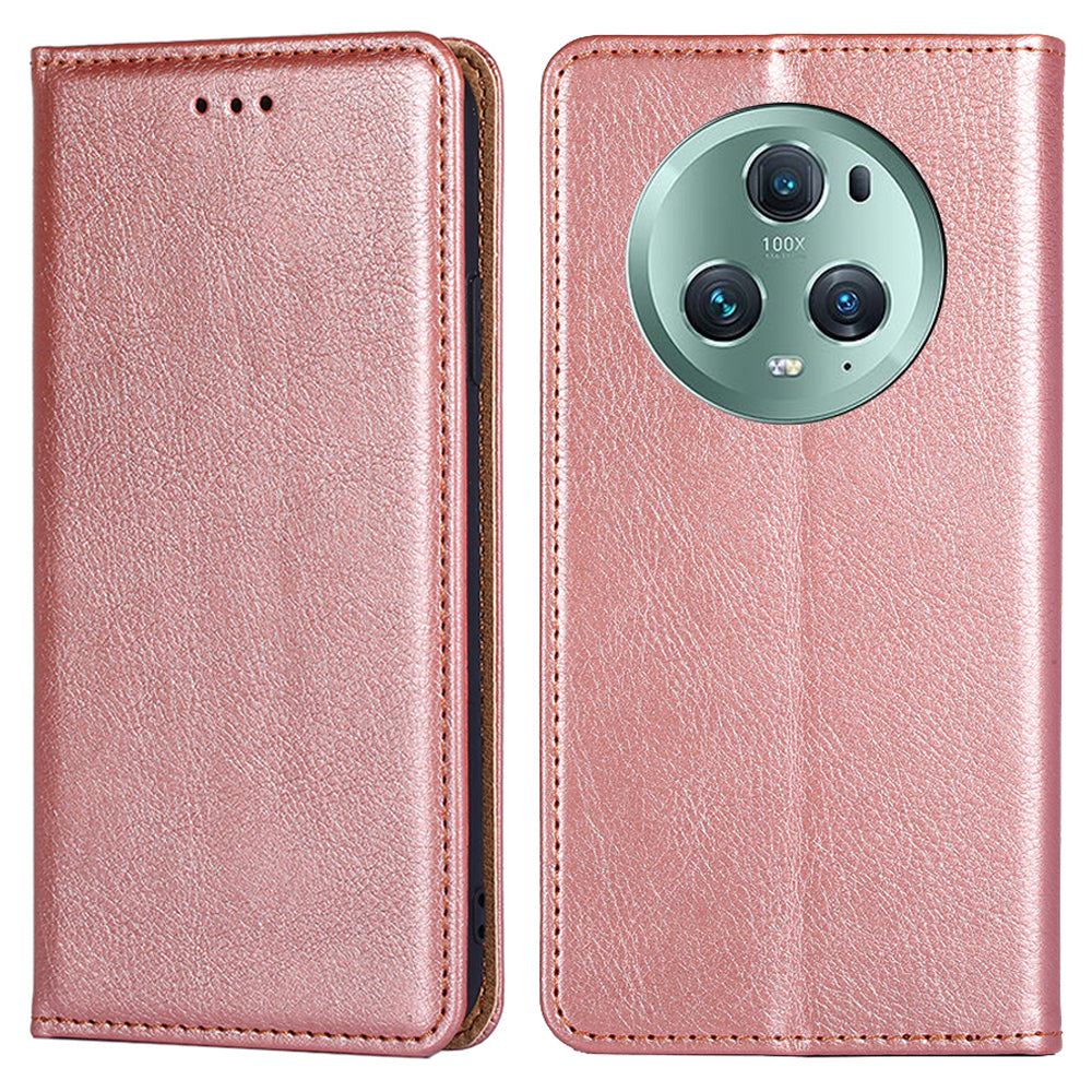 For Honor Magic5 Pro Drop Protection Wallet Stand Case Magnetic Closing PU Leather Phone Cover