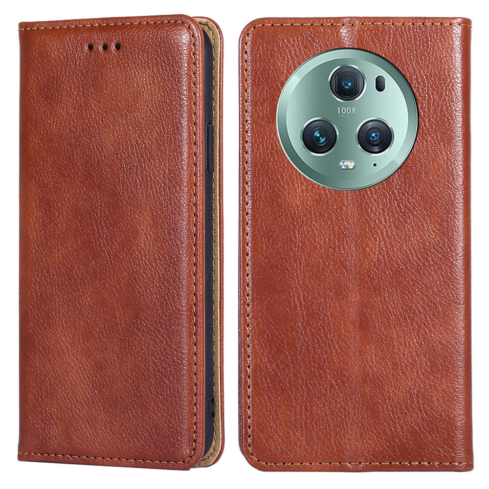 For Honor Magic5 Pro Drop Protection Wallet Stand Case Magnetic Closing PU Leather Phone Cover