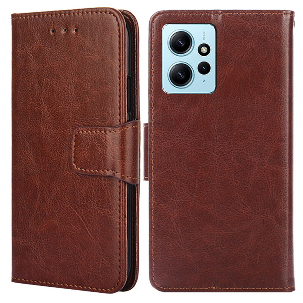 For Xiaomi Redmi Note 12 4G Leather Protective Case Anti-Fall Wallet Phone Shell with Stand