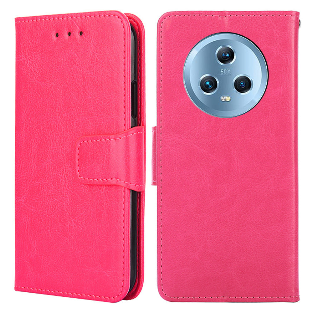 Protective Cover for Honor Magic5 , PU Leather Anti-Drop Phone Wallet Case with Stand