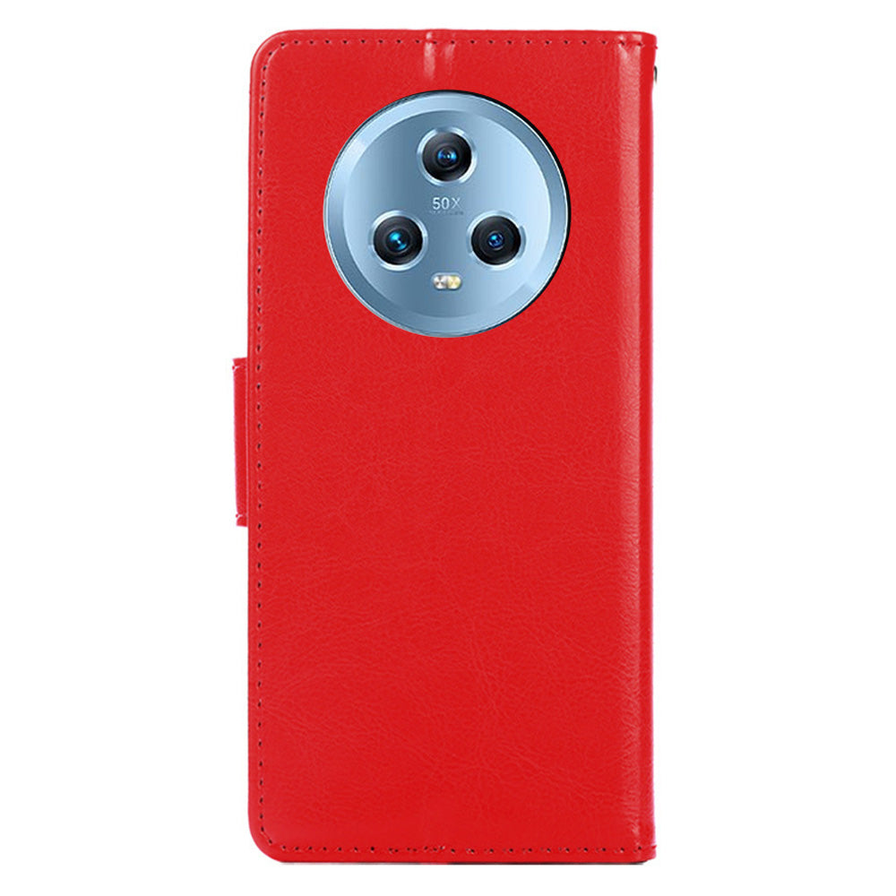 Protective Cover for Honor Magic5 , PU Leather Anti-Drop Phone Wallet Case with Stand