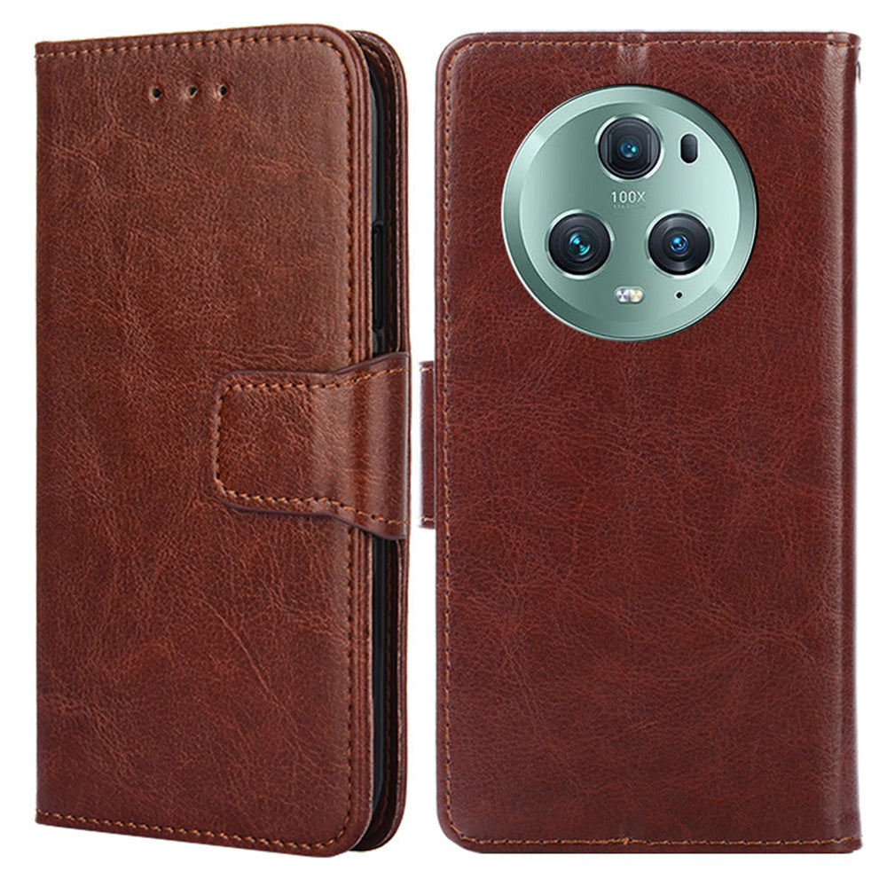 For Honor Magic5 Pro Leather Phone Case Drop-proof Wallet Stand Cover