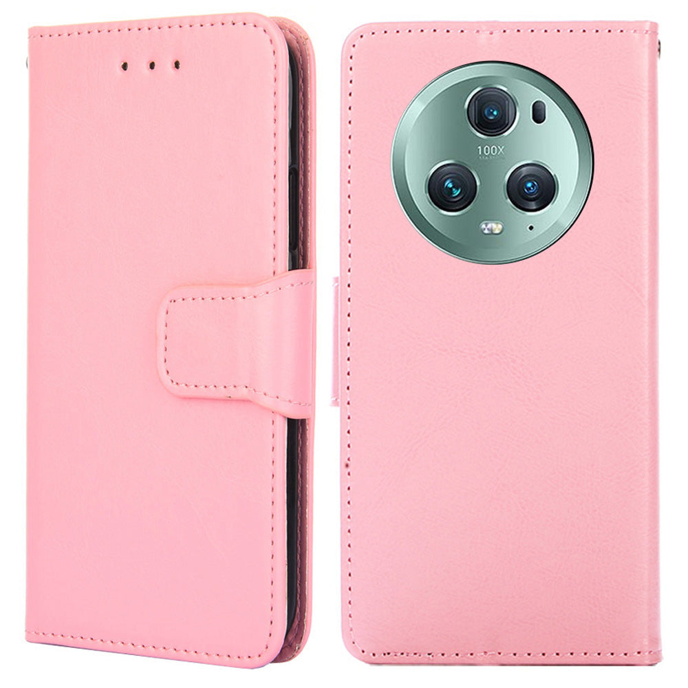 For Honor Magic5 Pro Leather Phone Case Drop-proof Wallet Stand Cover