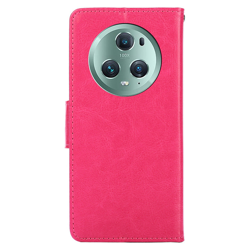 For Honor Magic5 Pro Leather Phone Case Drop-proof Wallet Stand Cover