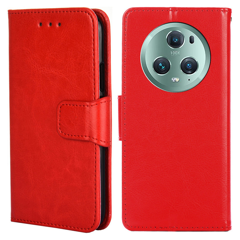 For Honor Magic5 Pro Leather Phone Case Drop-proof Wallet Stand Cover
