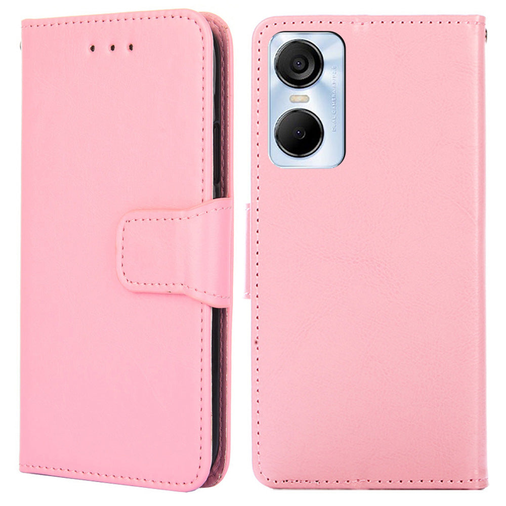 For Tecno Pop 6 Pro 4G Leather Stand Phone Case Full Protection Wallet Cover