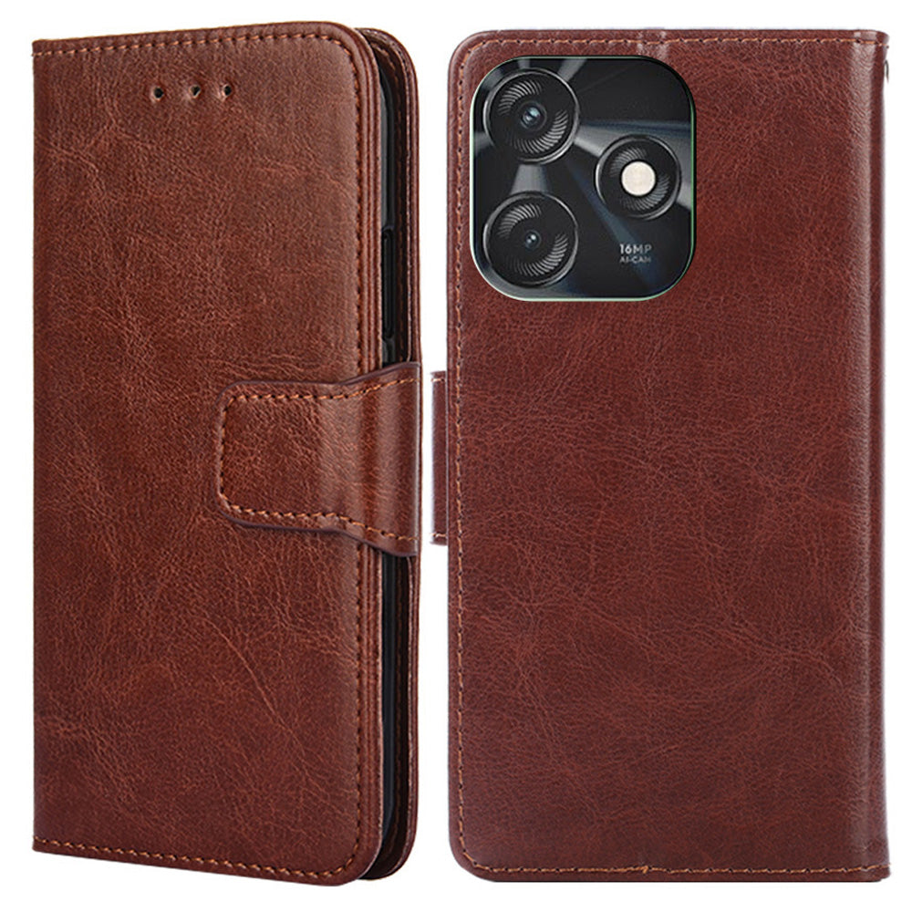 Anti-Drop Cover for Tecno Spark 10C 4G , PU Leather Phone Wallet Case with Stand