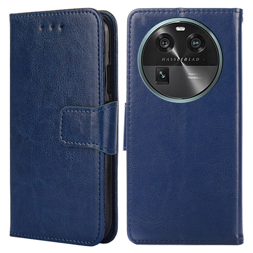 Shockproof Case for Oppo Find X6 Leather Flip Cover Anti-Drop Wallet Phone Case with Stand