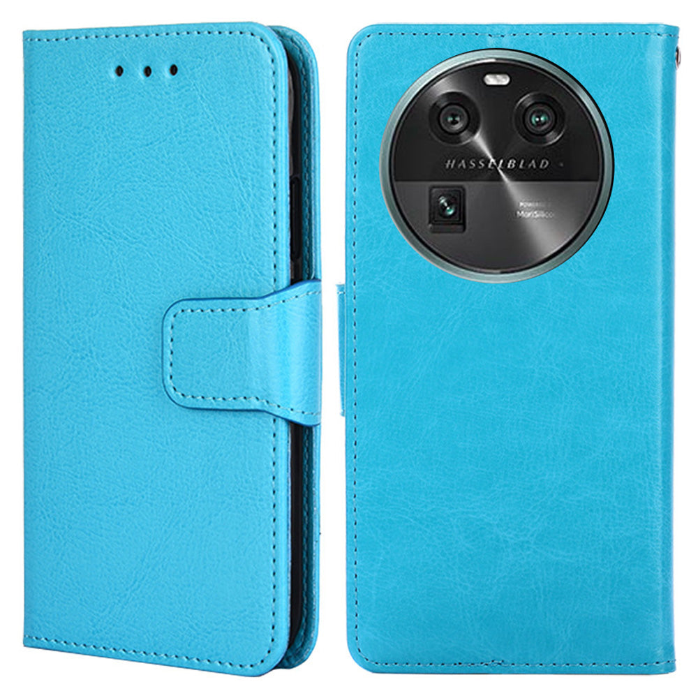 Shockproof Case for Oppo Find X6 Leather Flip Cover Anti-Drop Wallet Phone Case with Stand