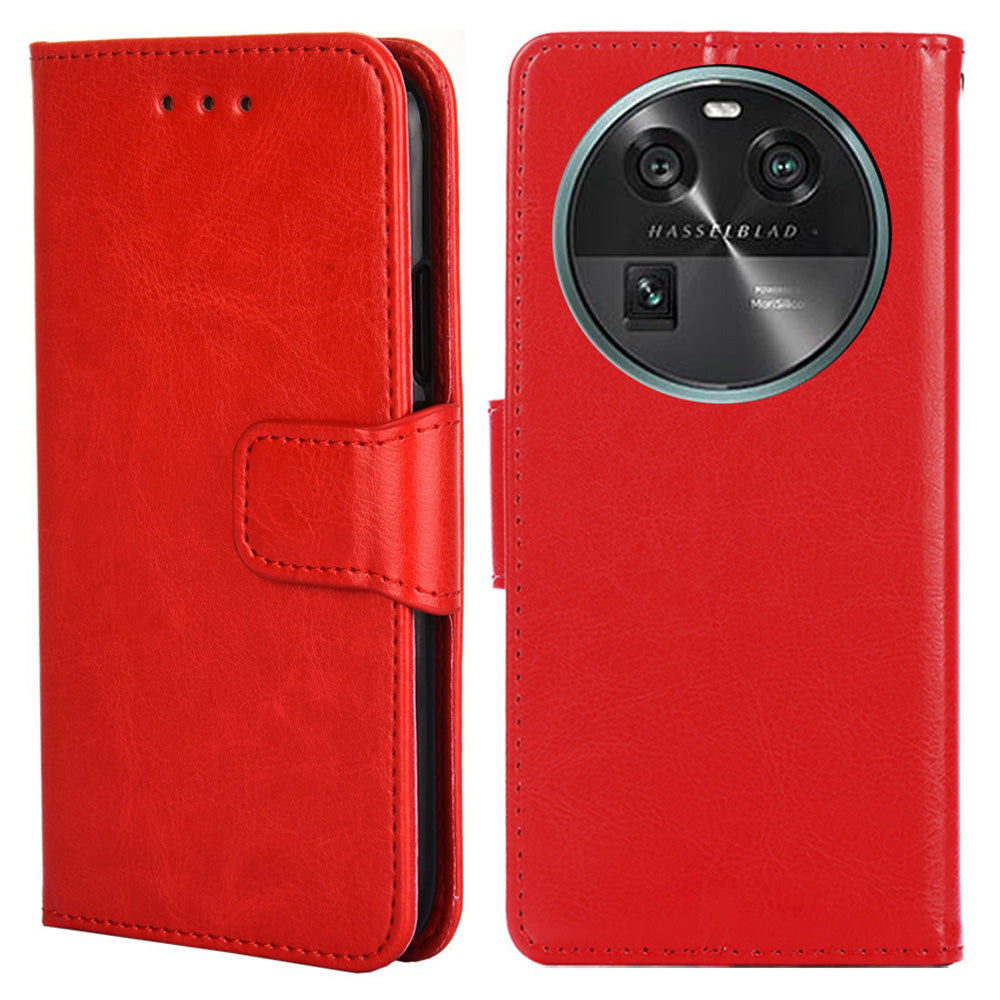 Shockproof Case for Oppo Find X6 Leather Flip Cover Anti-Drop Wallet Phone Case with Stand