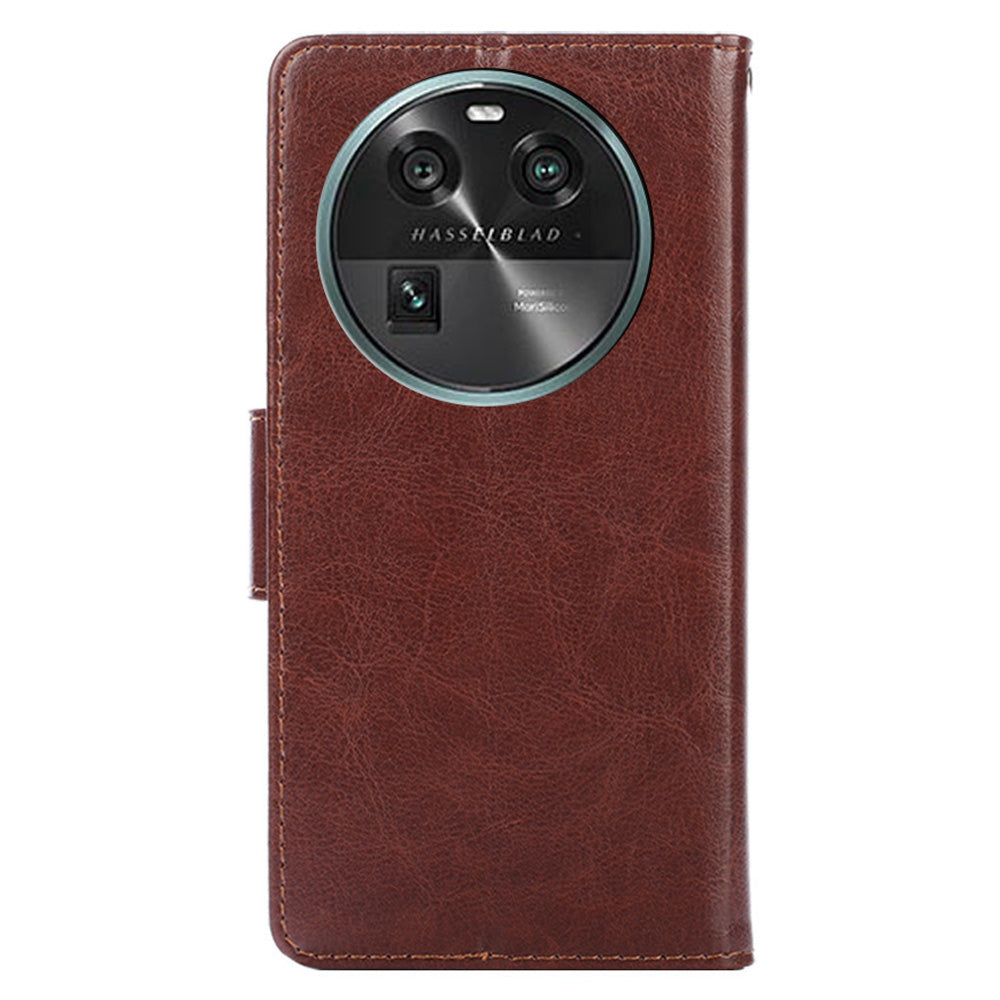 Shockproof Case for Oppo Find X6 Leather Flip Cover Anti-Drop Wallet Phone Case with Stand