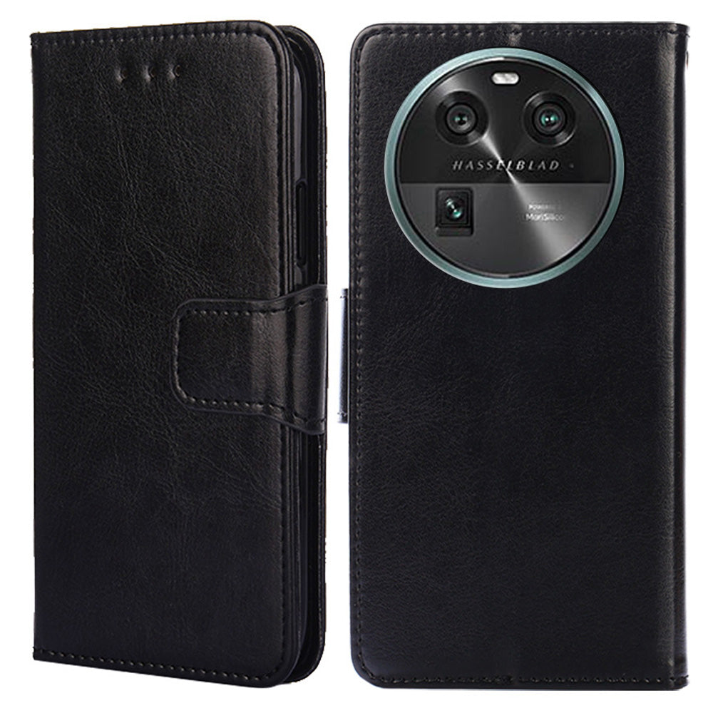 Shockproof Case for Oppo Find X6 Leather Flip Cover Anti-Drop Wallet Phone Case with Stand
