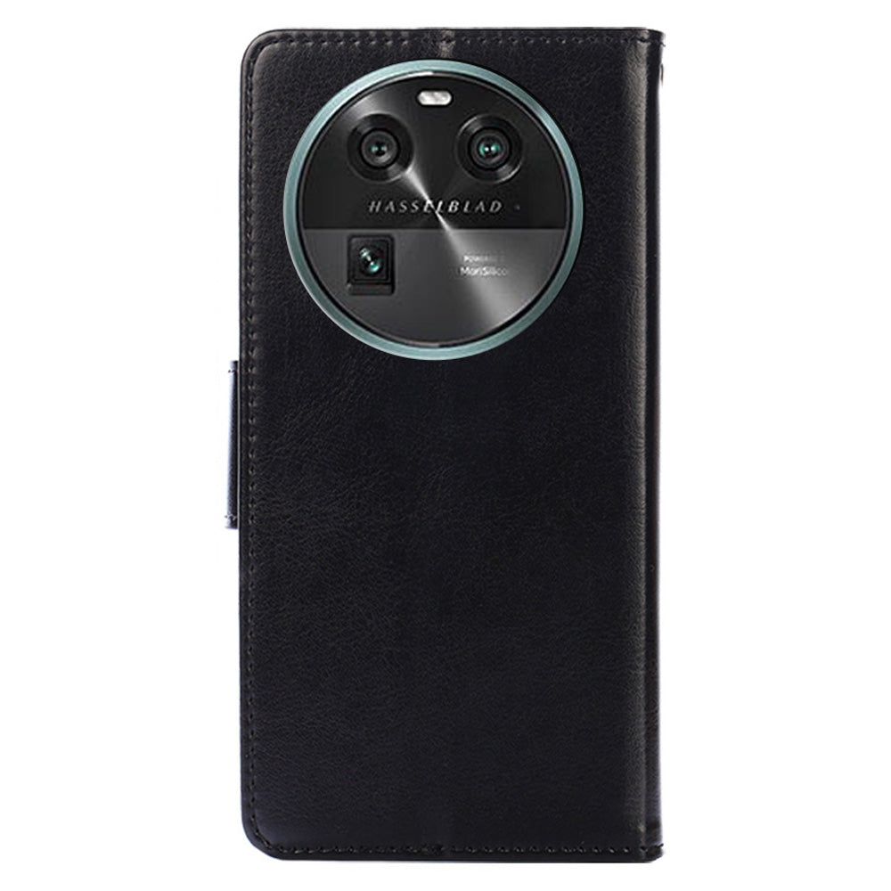 Shockproof Case for Oppo Find X6 Leather Flip Cover Anti-Drop Wallet Phone Case with Stand