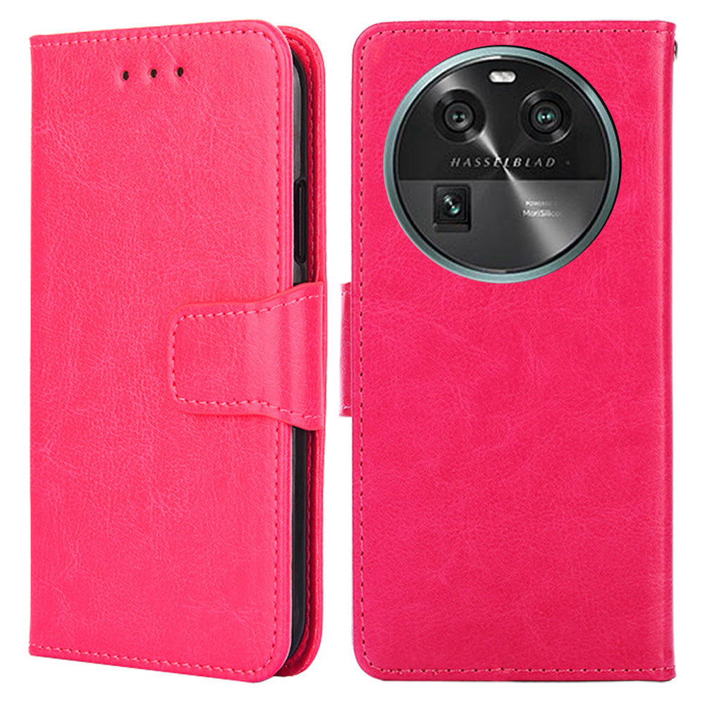 Shockproof Case for Oppo Find X6 Leather Flip Cover Anti-Drop Wallet Phone Case with Stand