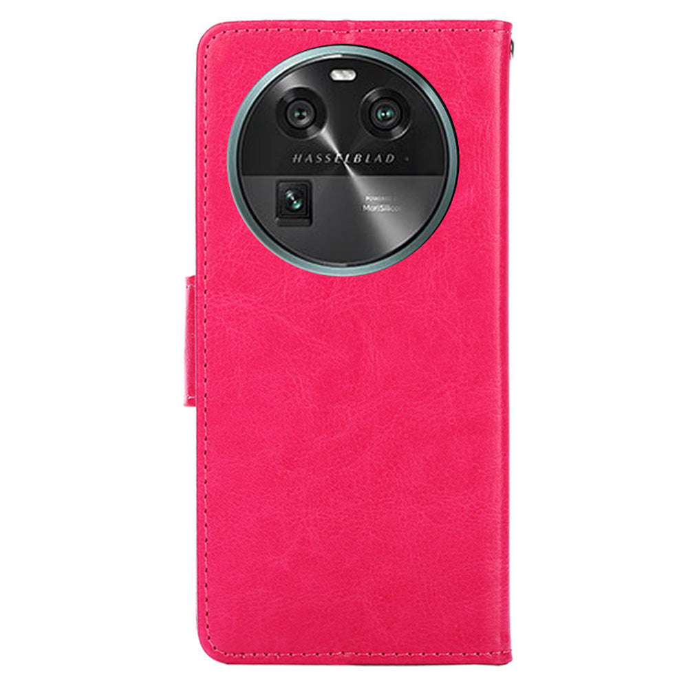 Shockproof Case for Oppo Find X6 Leather Flip Cover Anti-Drop Wallet Phone Case with Stand