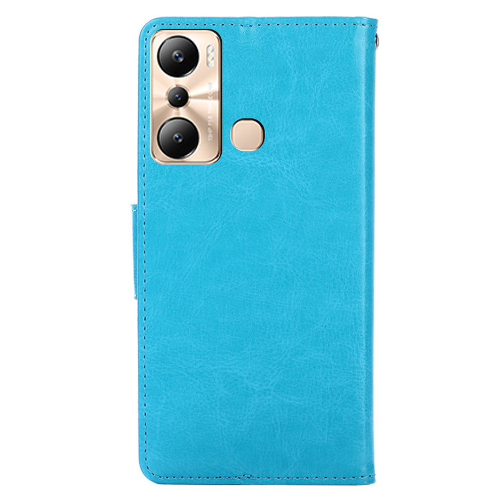 Leather Flip Cover for Infinix Hot 20i 4G Protective Phone Shell Anti-Drop Wallet Phone Case with Stand