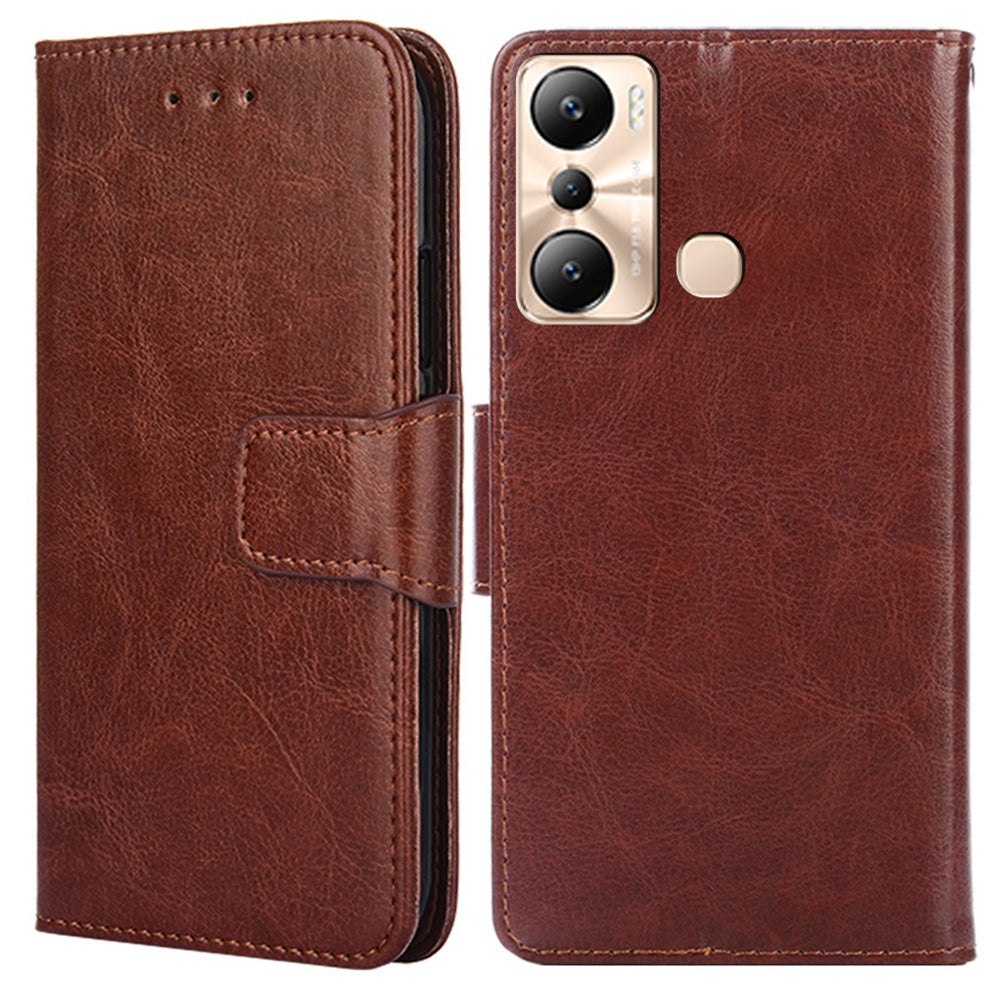 Leather Flip Cover for Infinix Hot 20i 4G Protective Phone Shell Anti-Drop Wallet Phone Case with Stand