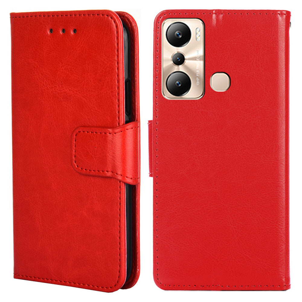 Leather Flip Cover for Infinix Hot 20i 4G Protective Phone Shell Anti-Drop Wallet Phone Case with Stand