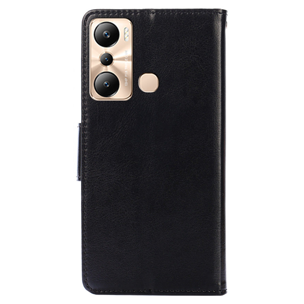 Leather Flip Cover for Infinix Hot 20i 4G Protective Phone Shell Anti-Drop Wallet Phone Case with Stand