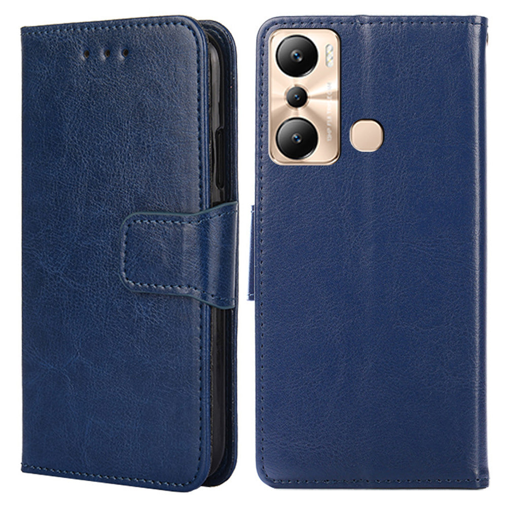 Leather Flip Cover for Infinix Hot 20i 4G Protective Phone Shell Anti-Drop Wallet Phone Case with Stand