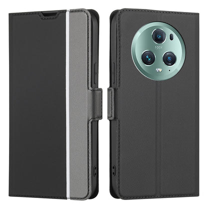 For Honor Magic5 Pro Stand Twill Texture Phone Cover Card Slot Anti-Scratch PU Leather Case