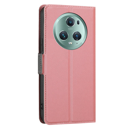 For Honor Magic5 Pro Stand Twill Texture Phone Cover Card Slot Anti-Scratch PU Leather Case