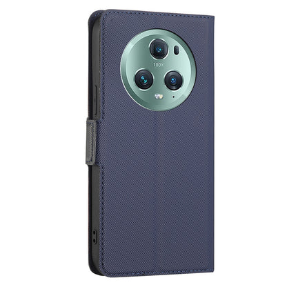 For Honor Magic5 Pro Stand Twill Texture Phone Cover Card Slot Anti-Scratch PU Leather Case