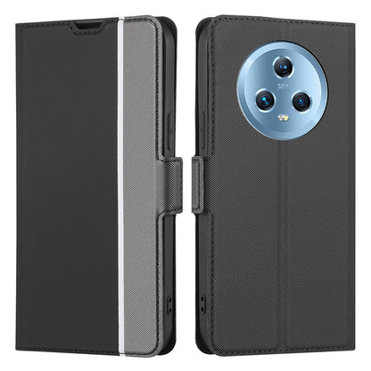 For Honor Magic5 Smartphone Cover Twill Texture Magnetic Closure Stand PU Leather Phone Case