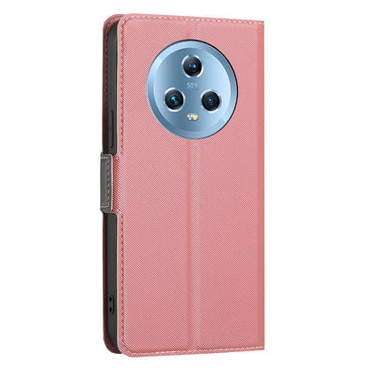 For Honor Magic5 Smartphone Cover Twill Texture Magnetic Closure Stand PU Leather Phone Case