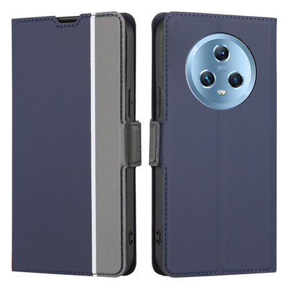 For Honor Magic5 Smartphone Cover Twill Texture Magnetic Closure Stand PU Leather Phone Case