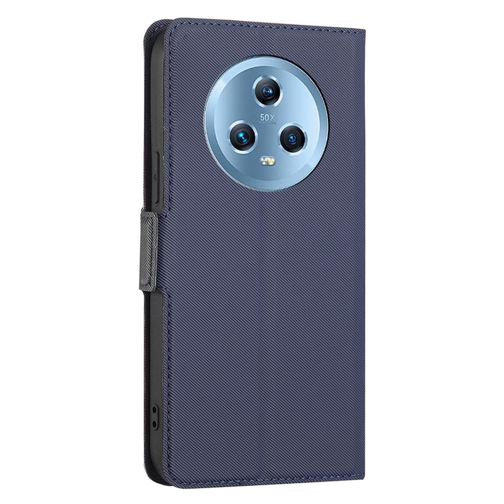 For Honor Magic5 Smartphone Cover Twill Texture Magnetic Closure Stand PU Leather Phone Case