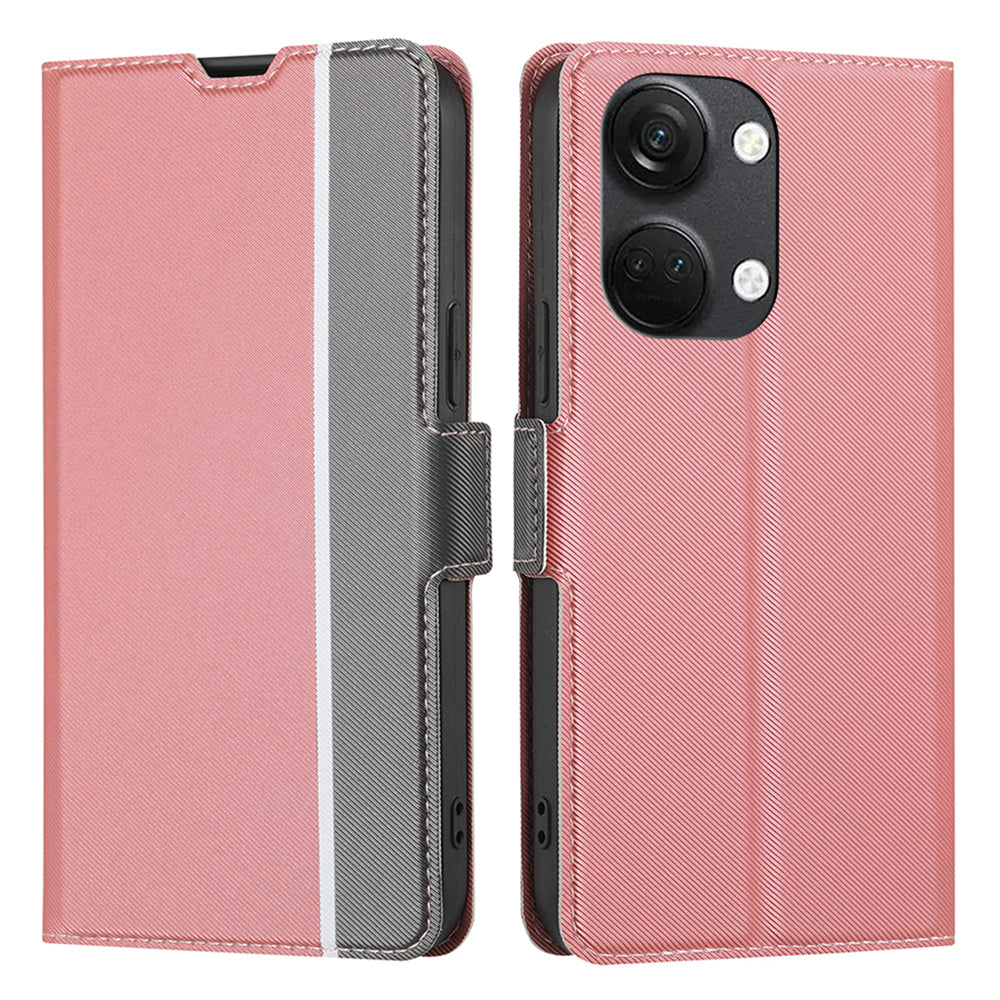 For OnePlus Nord 3 5G / Ace 2V 5G Super Thin Twill Texture Phone Cover Card Holder Stand Anti-Scratch TPU+PU Leather Case